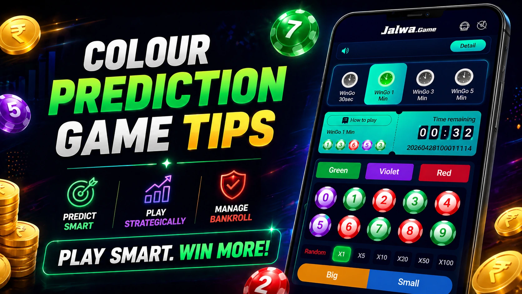 Colour prediction game tips with mobile interface and strategy elements