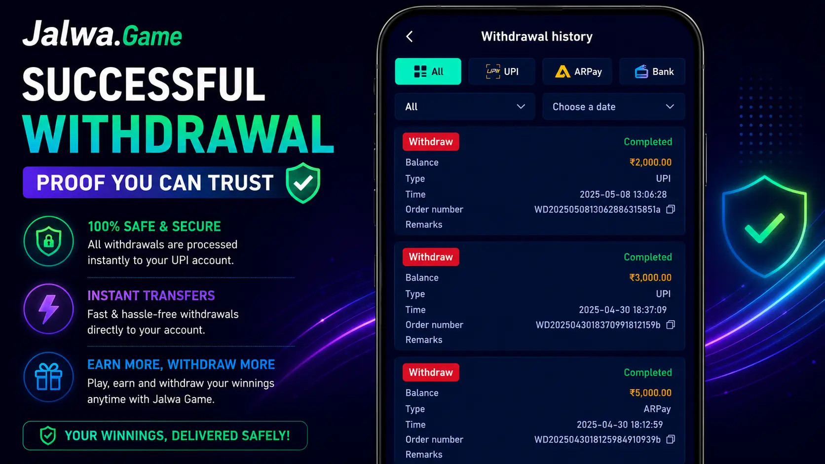 Jalwa Game UPI withdrawal proof for referrals